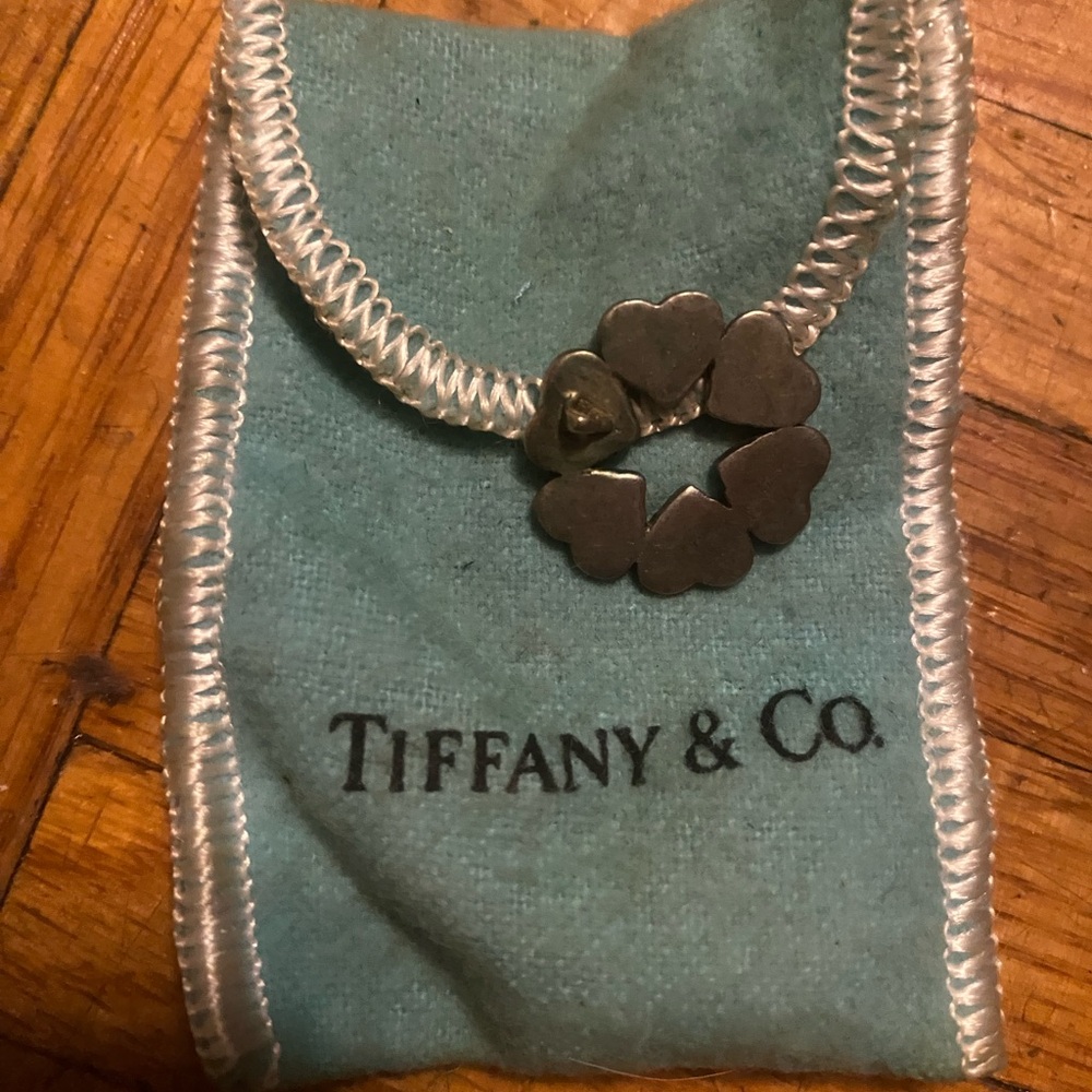 Vintage 4 Leaf charm pendant Heart-Shaped Silver charm. Tiffany gift antique - Picture 6 of 6